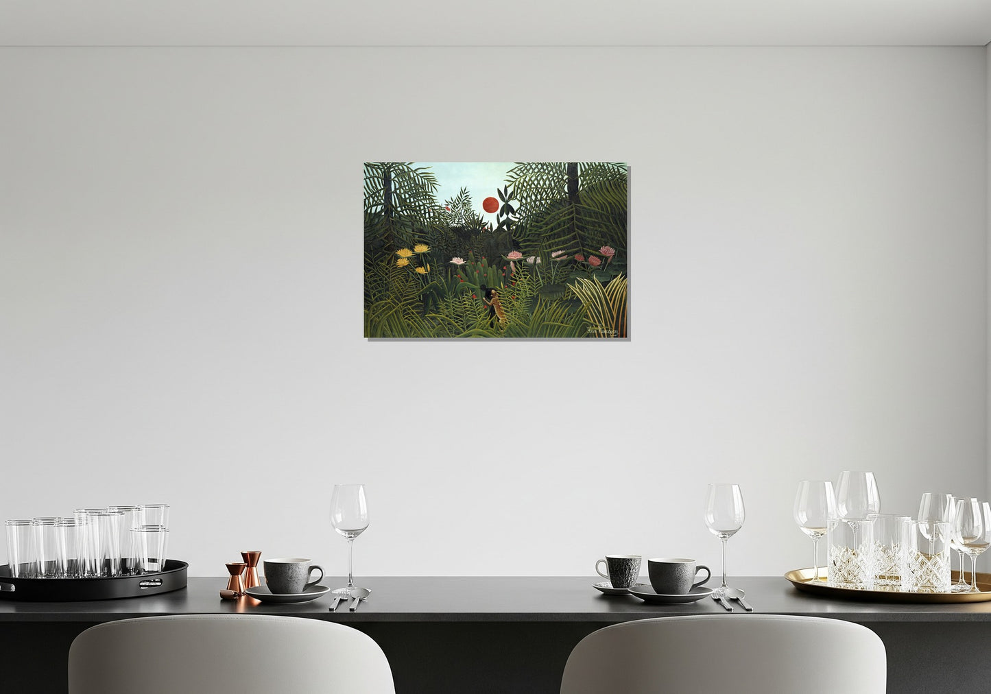 Paisaje selvático con sol poniente - Henri Rousseau