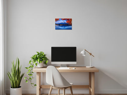 Reflejo nocturno del monte Fuji sobre el Lago Kawaguchi