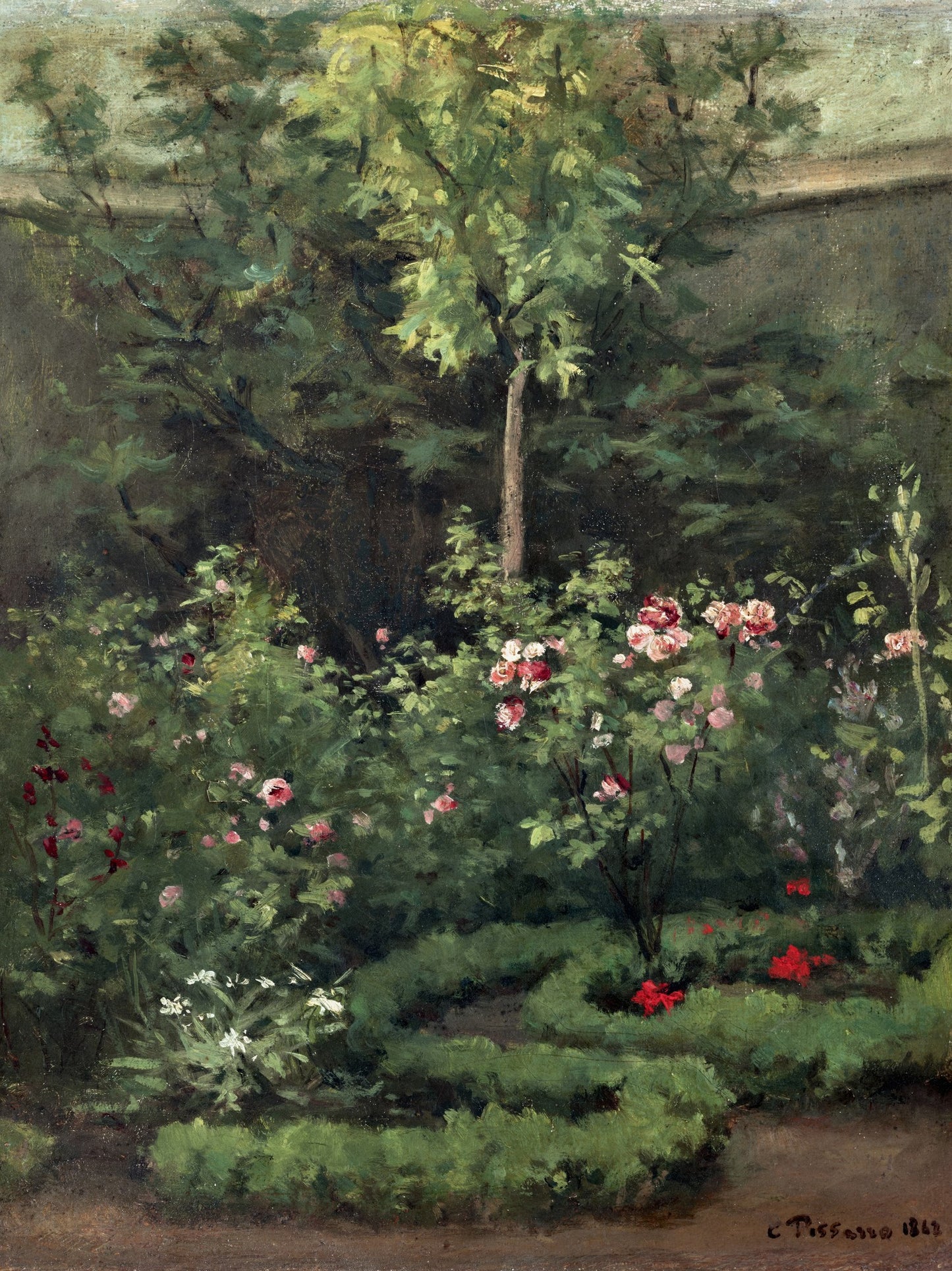 Un jardín rosa - Camille Pissarro