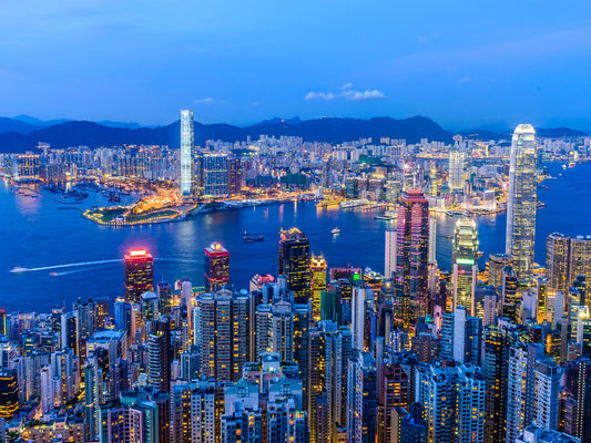 Vista nocturna de Hong Kong